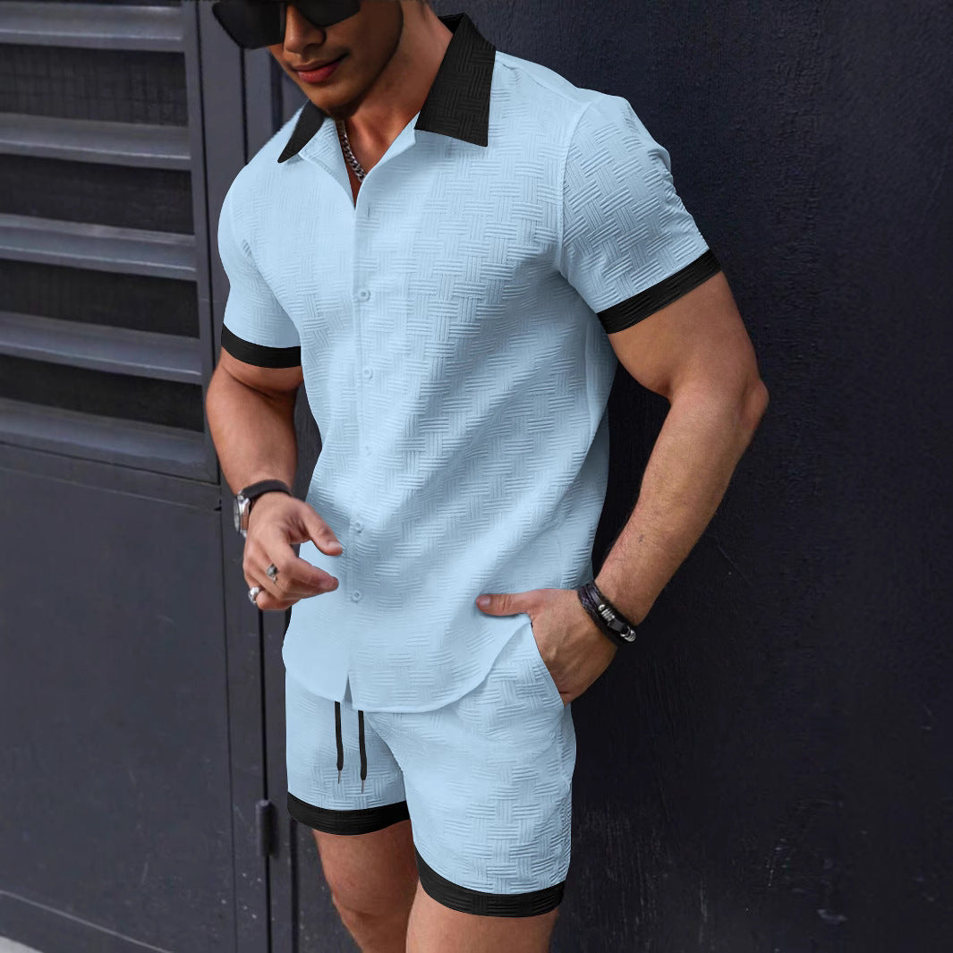 Men's short sleeve shirt and structured design shorts Chic and Style