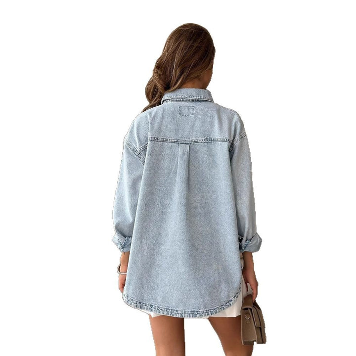 Women's denim jacket with a relaxed oversized fit and distressed details Lune London