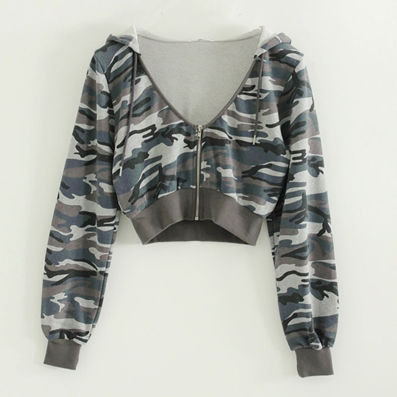 Ladies sporty cropped zip hoodie Chic & Stil