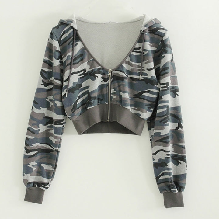 Ladies sporty cropped zip hoodie Chic & Stil