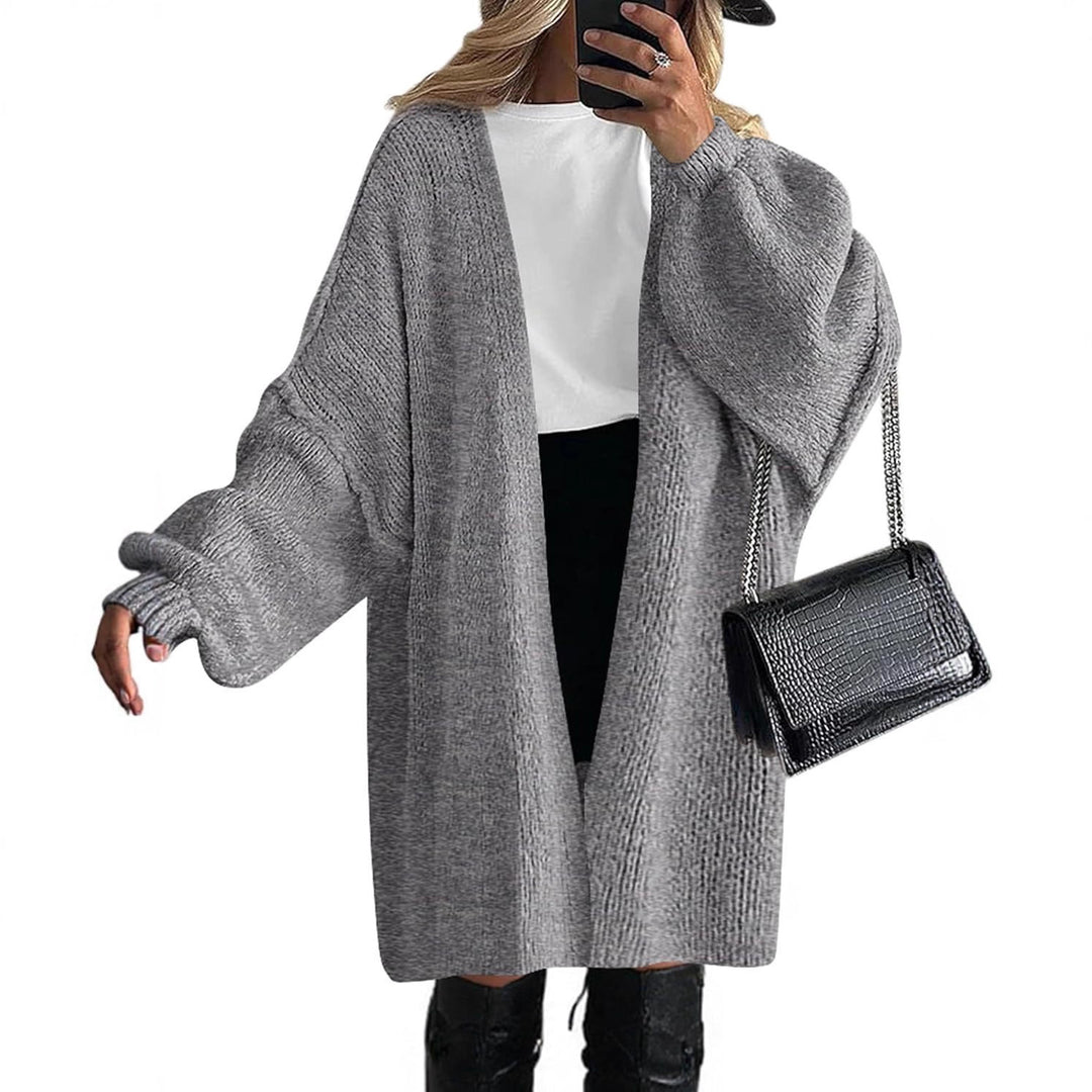 Casual knit coat for women with open cut and wide sleeves Lune London