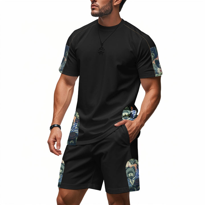 Short-sleeve sports set for men with textured side elements Lune London