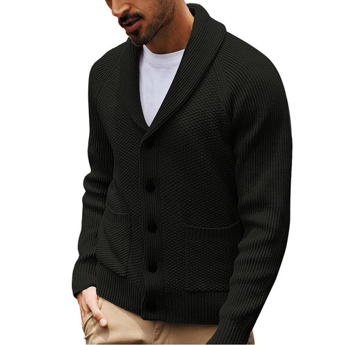 Men's knit jacket with textured design and practical shawl collar Lune London