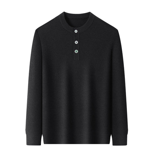Warm knitted sweater for men with button placket Lune London