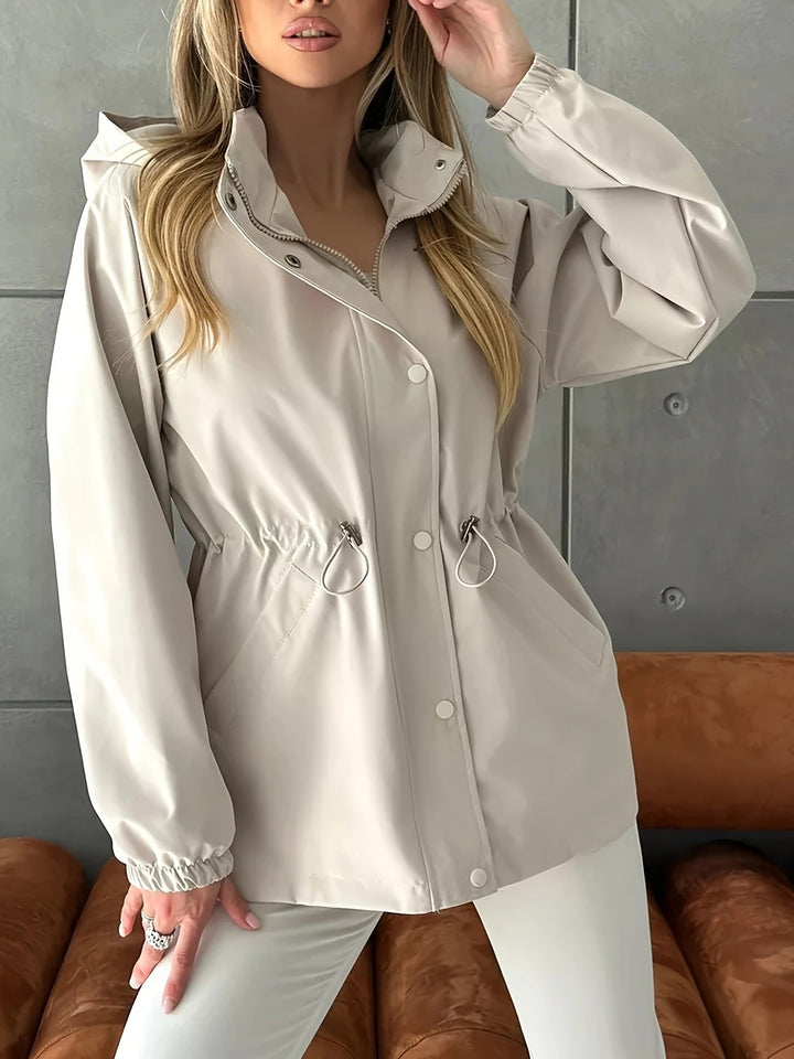 Women's waterproof leisure jacket with adjustable hood and elastic waist Lune London