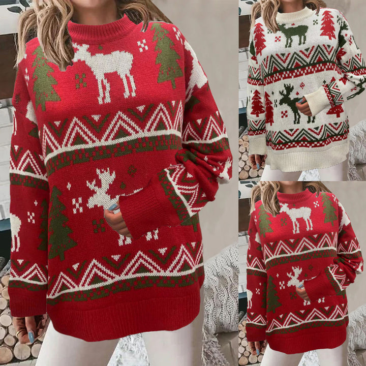 Comfortable Christmas sweater for ladies with festive pattern and high cut Lune London