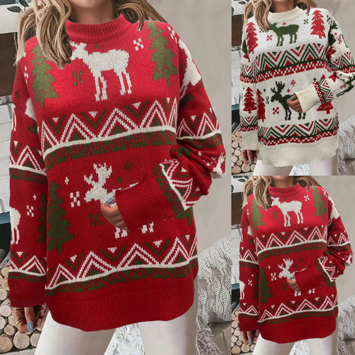 Comfortable Christmas sweater for ladies with festive pattern and high cut Lune London