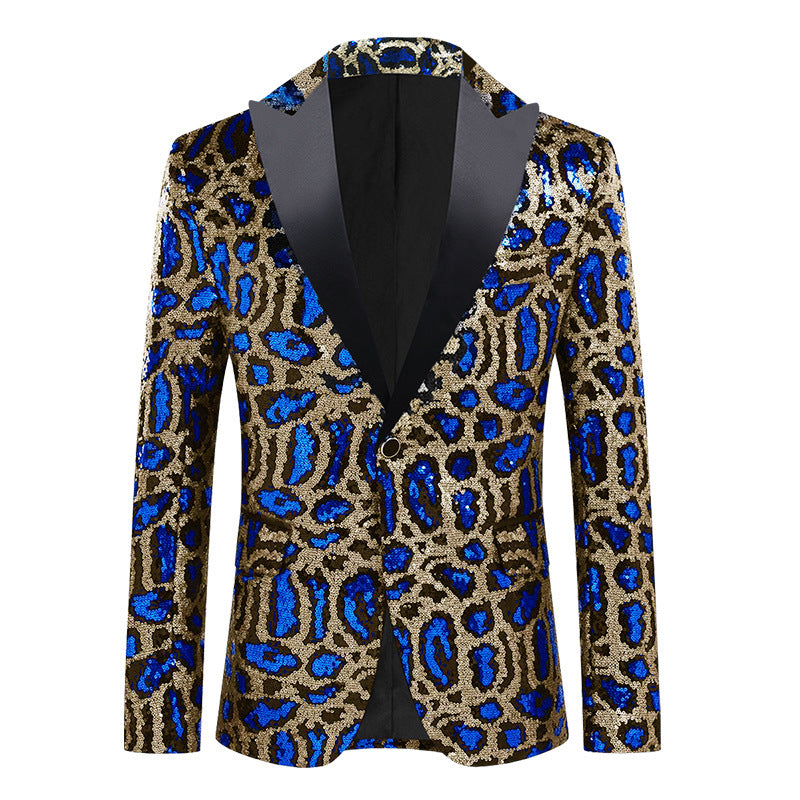 Elegant men's sequin blazer with modern leopard print Lune London