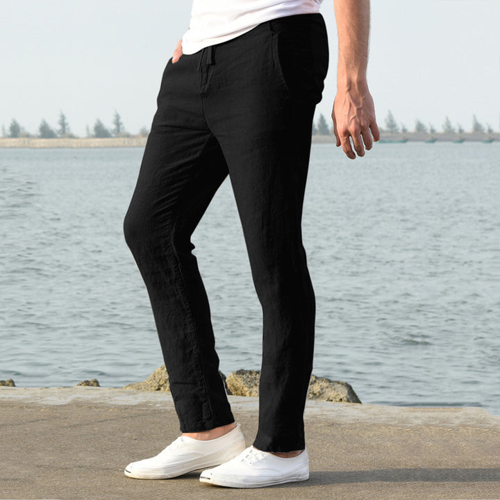 Casual linen pants for men with elastic waistband and side pockets Lune London