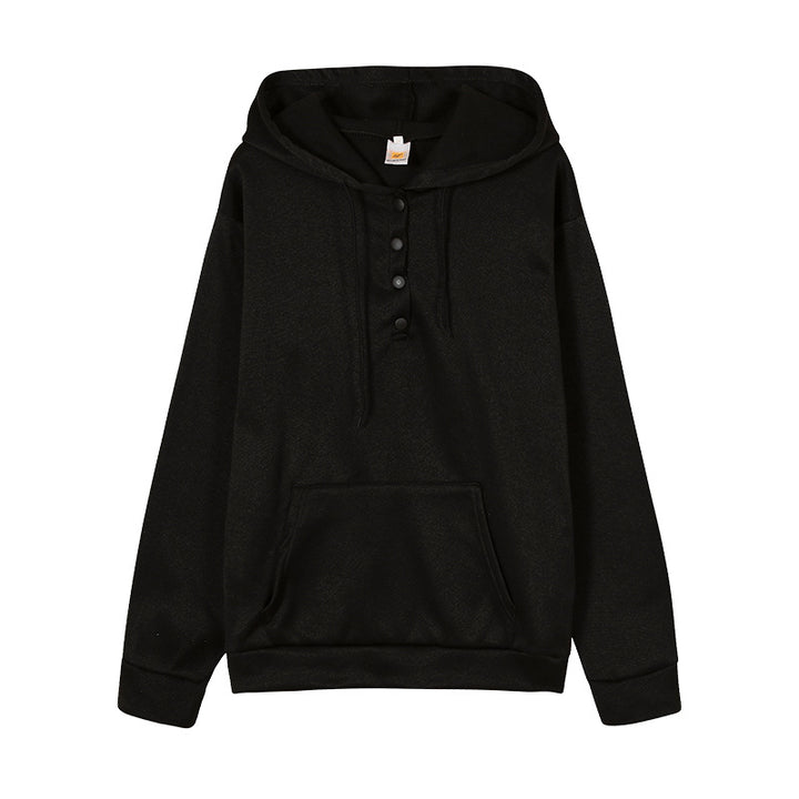 Hooded sweatshirt for women with button details and practical kangaroo pocket Lune London