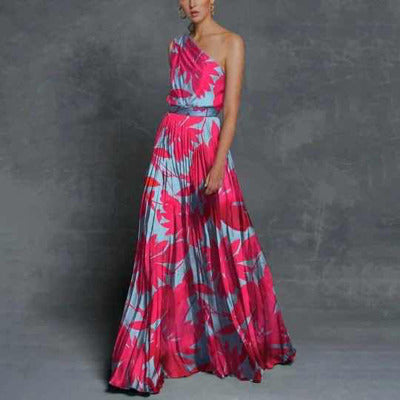 Ladies maxi dress with off-shoulder cut and floral design Lune London