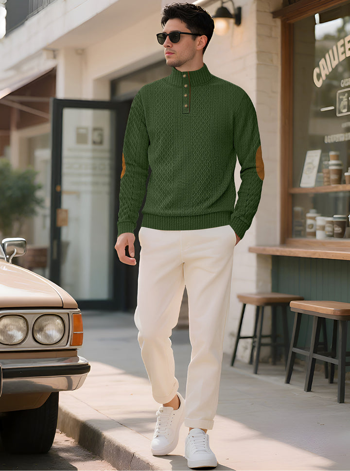 Knit sweater for men with high collar and stylish buttoned cuffs Lune London