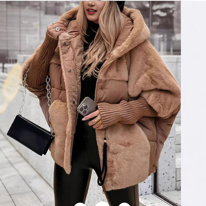 Ladies Cozy Quilted Jacket with Removable Hood and Warm Fleece Insert Lune London