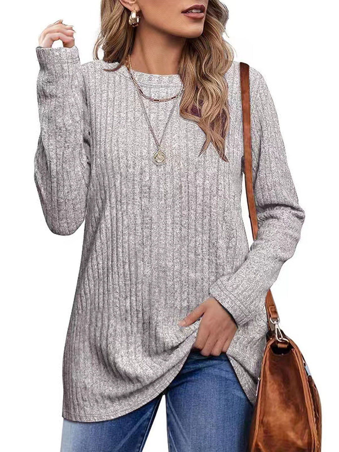 Casual long sleeve shirt for women with ribbed structure Lune London