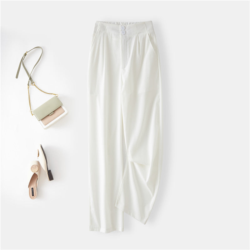 Women's Elegant Chino Pants with High Waist and Side Pockets Lune London