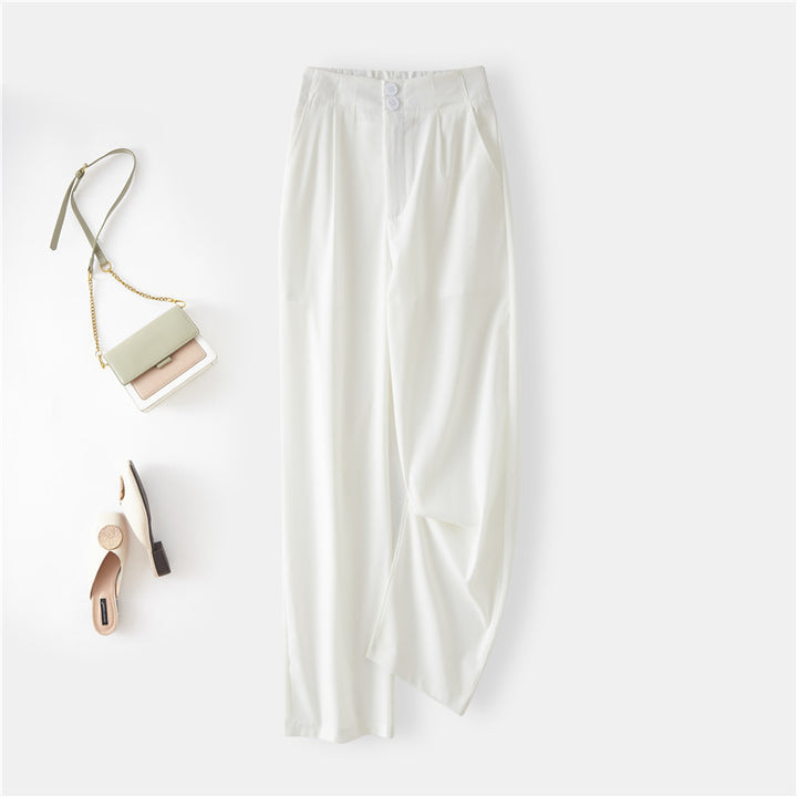 Women's Elegant Chino Pants with High Waist and Side Pockets Lune London