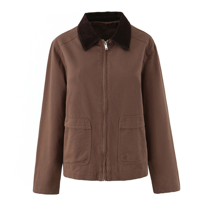 Casual transition jacket for women with structured collar and large pockets Lune London