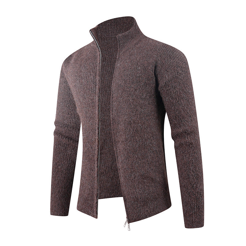 Knitted pullover for men with modern zipper and textured fabric Lune London