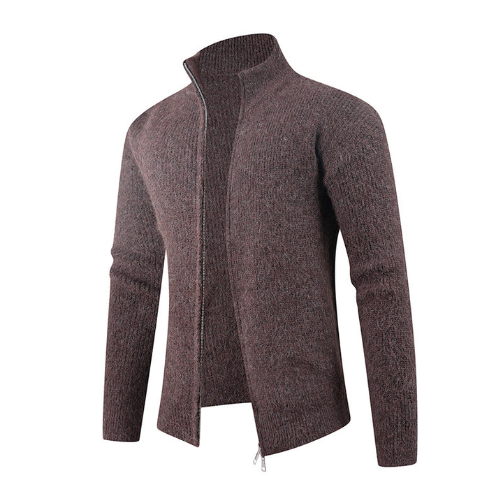 Knitted pullover for men with modern zipper and textured fabric Lune London