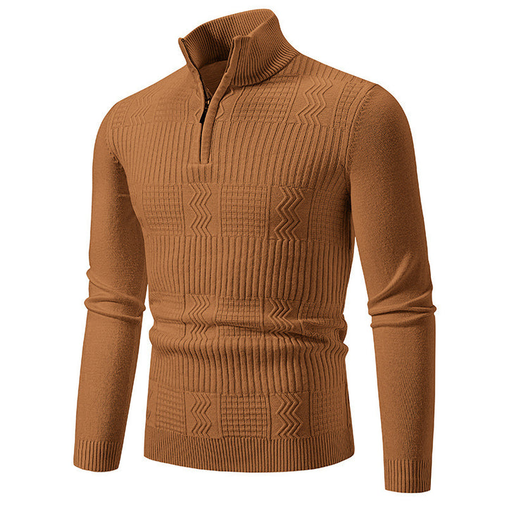 Knitted sweater for men with high collar and zipper Lune London
