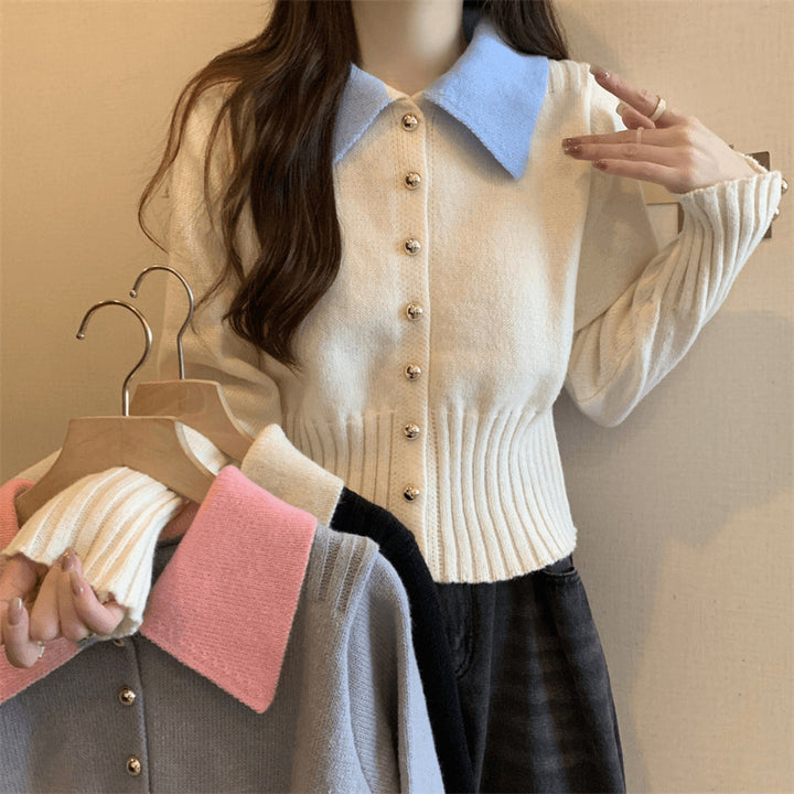 Pull en tricot élégant pour femmes avec col et détails de boutons Chic & Stil