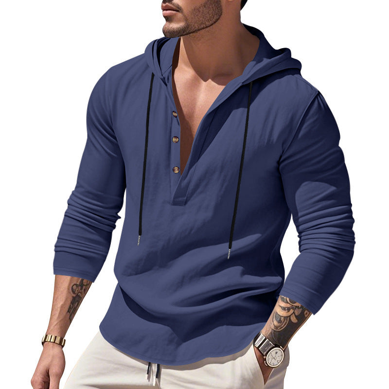 Men's casual hoodie shirt with modern button placket design Lune London