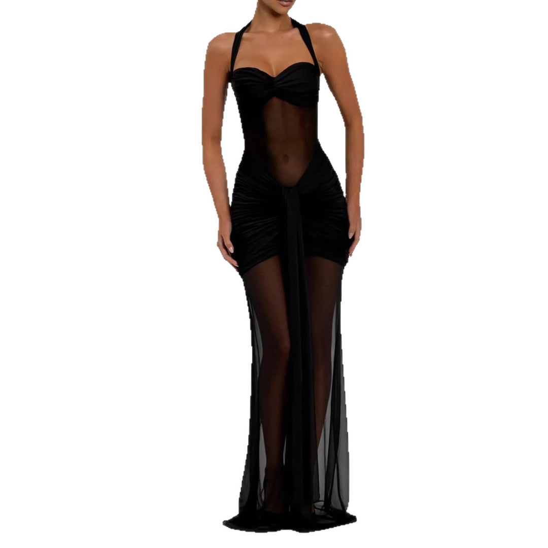 Women's elegant bodycon dress with sophisticated mesh insert Lune London