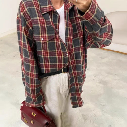Ladies Oversized Check Shirt Blouse Lune London