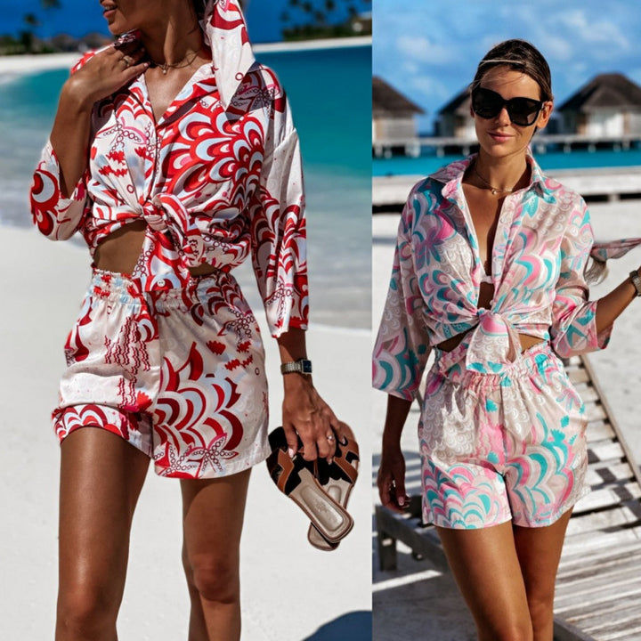 Ladies Beach Set Crop Tie-Front Lune London
