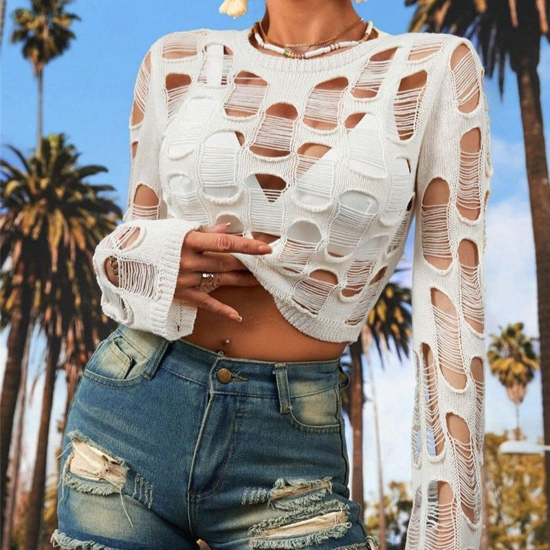 Ladies Crop Top with a unique cut design and long sleeves Lune London