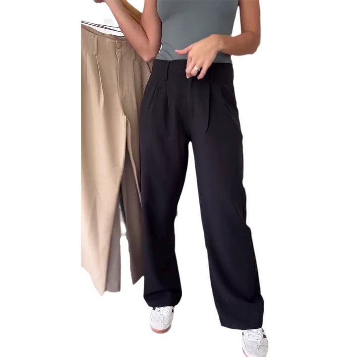 Pantalons hauts décoratifs pour femmes avec plis Chic & Stil