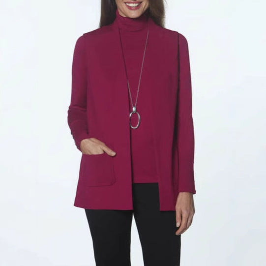 Trendy knit jacket for women with rolled collar and pockets Lune London