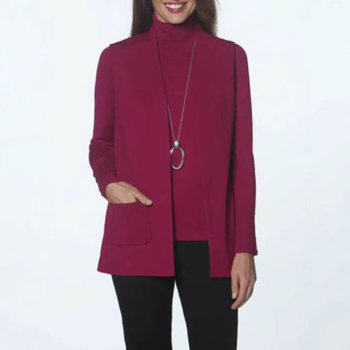 Trendy knit jacket for women with rolled collar and pockets Lune London