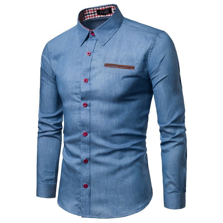 Men's long sleeve denim shirt with contrasting details Lune London