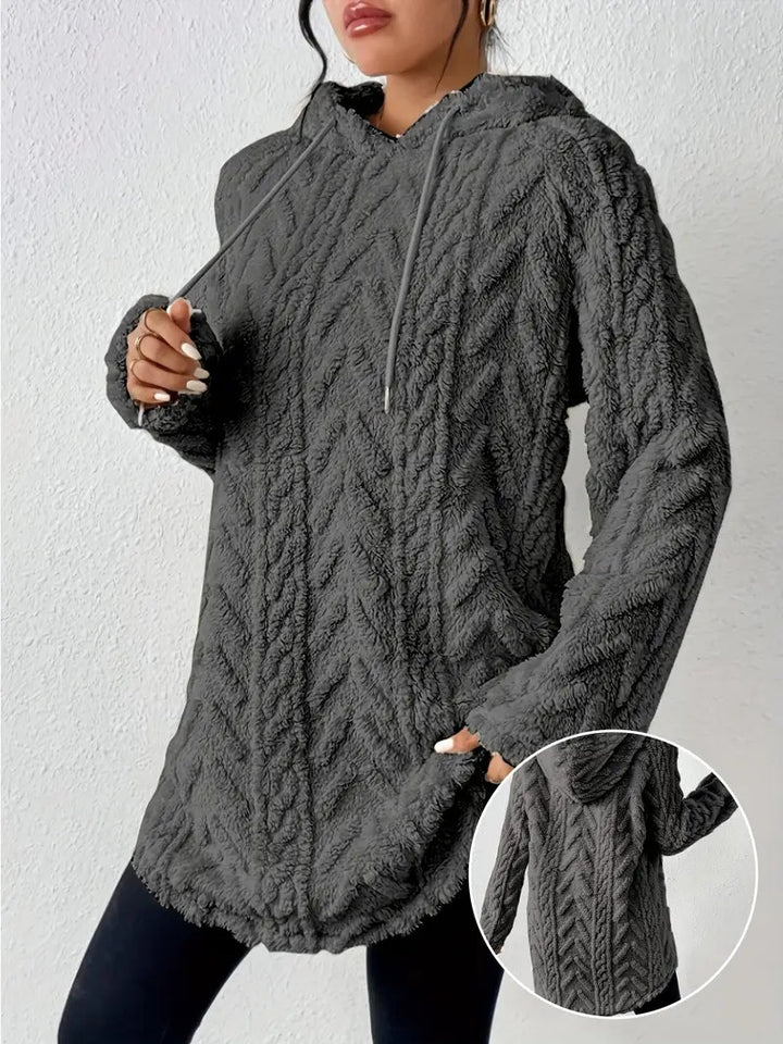 Ladies pleasant fleece pullover with hood and structured design Lune London