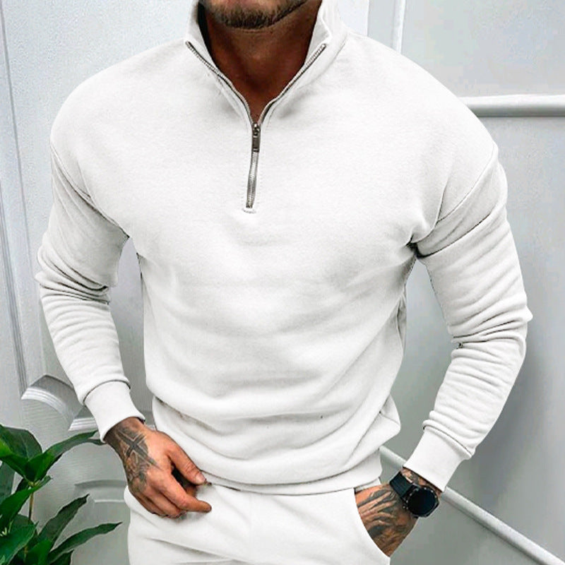 Elegant pullover for men with collar and practical zip Lune London