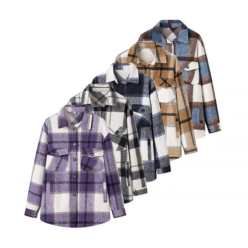 Veste en flanelle à carreaux pour femmes avec poches Chic & Stil