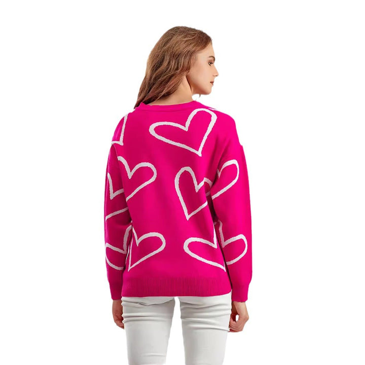 Knitted jacket for women with heart pattern and relaxed fit Lune London