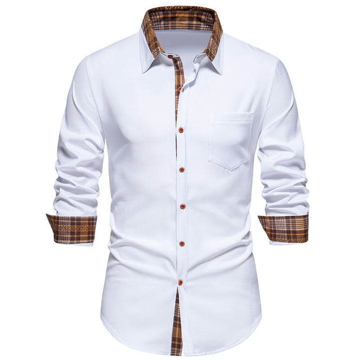 Long sleeve shirt for men with a modern checkered collar and a high-quality cotton blend Lune London