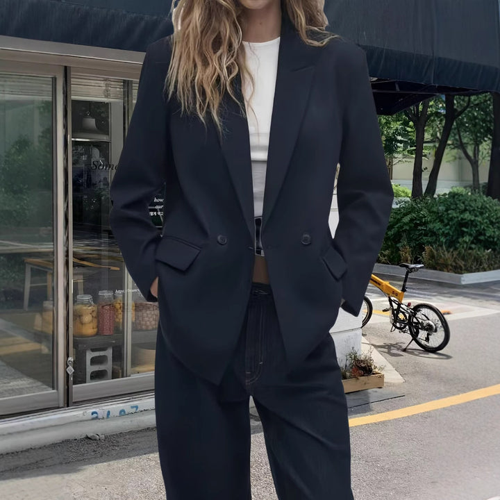 Women Elegant and Modern Chic Double-Breasted Blazer Jacket