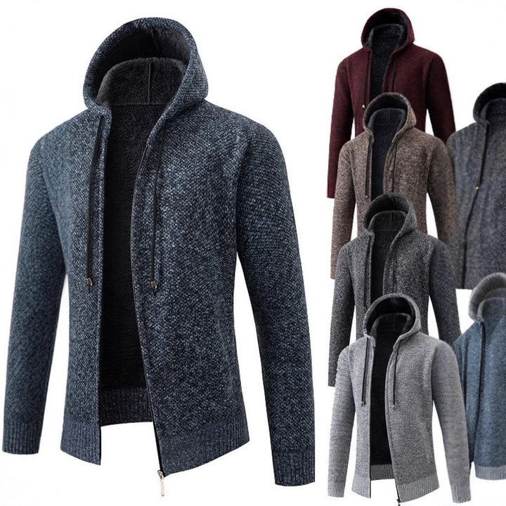 Comfortable fleece jacket for men with hood Lune London