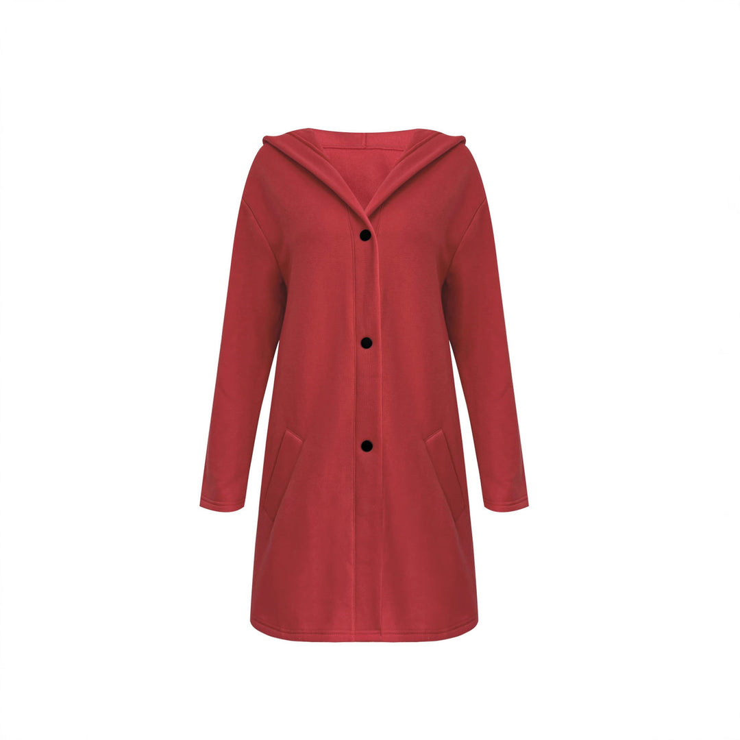 Ladies trendy long cardigan with hood and practical pockets Lune London
