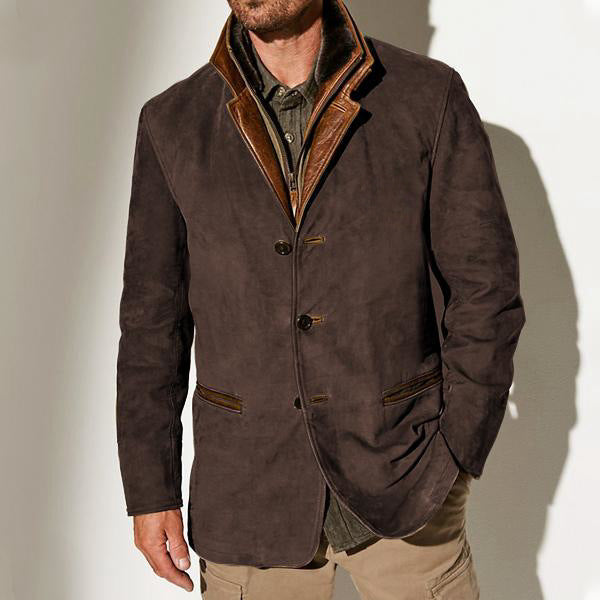 Stylish suede jacket for men with contrasting collar and practical pockets Lune London