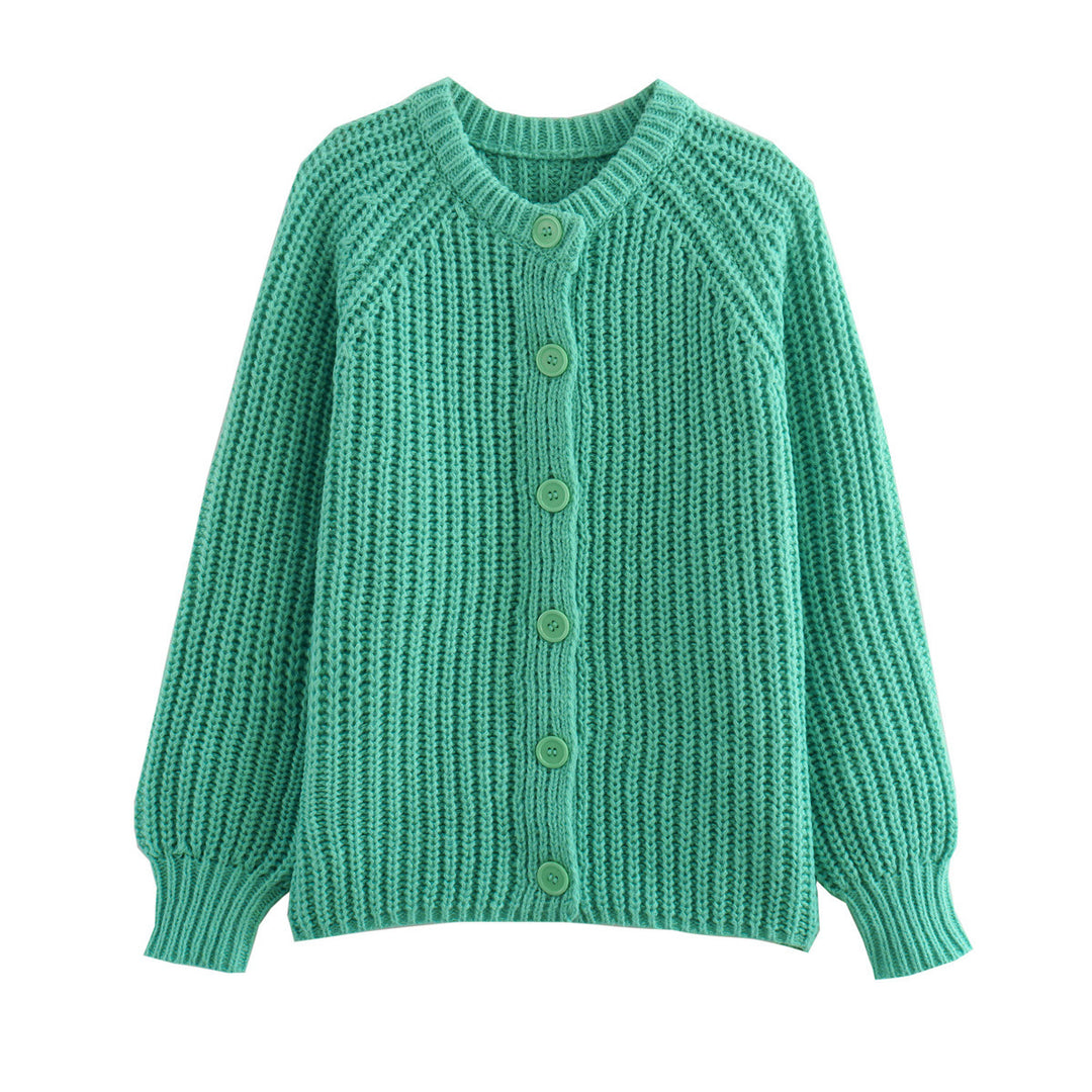 Elegant women's cardigan with decorative buttons and modern ribbed design Lune London