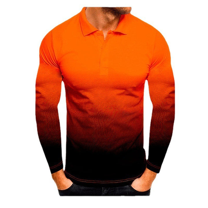 Men's long sleeve polo with a modern gradient of colors and performance material Lune London