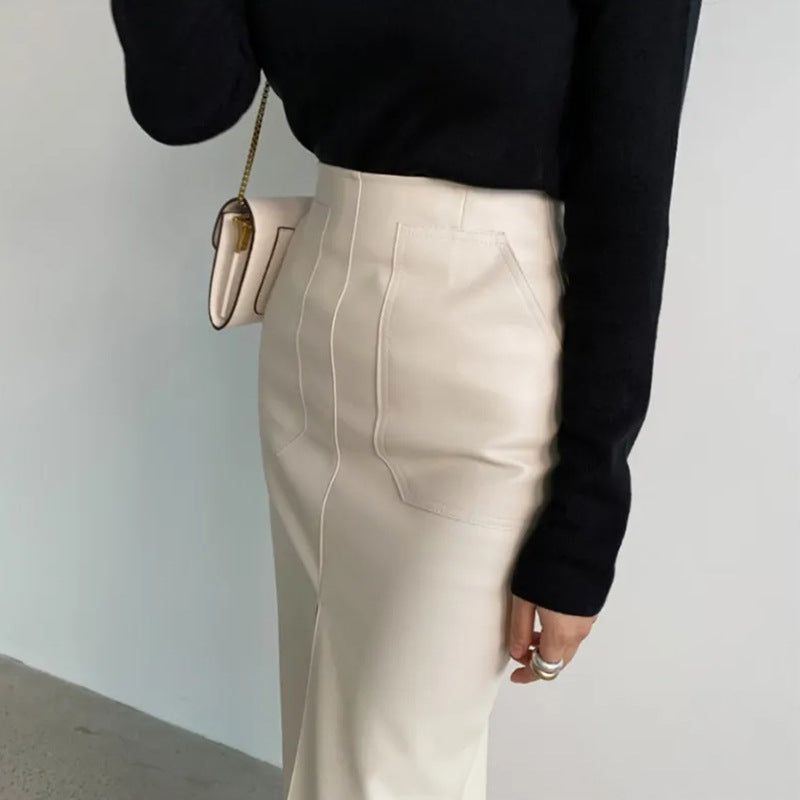 Summer rock in high-quality faux leather for women with side slit Lune London