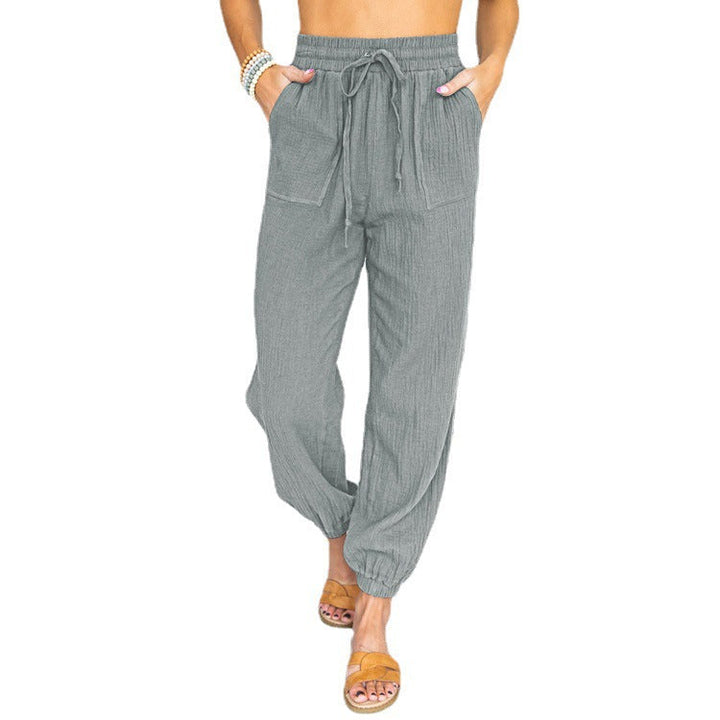 Ladies Airy Leisure Pants with Elastic Waistband and Side Pockets Lune London