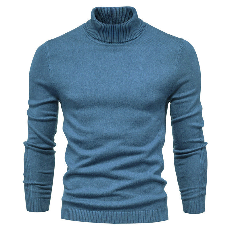 Knit sweater for men with high collar and fine rib pattern Lune London