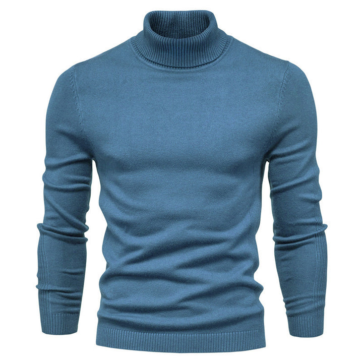Knit sweater for men with high collar and fine rib pattern Lune London