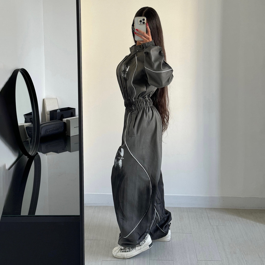 Women's sporty jumpsuit with wide legs and elastic waistband Lune London